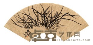 吴昌硕 幽兰图 扇面镜心 18X52.5cm